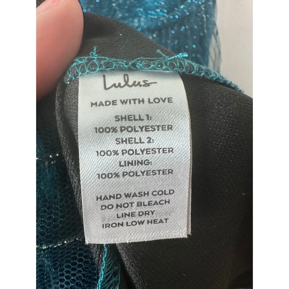 Lulus Sensationally Sparkly Dark Teal Green Lurex Maxi Dress Women's S mermaid